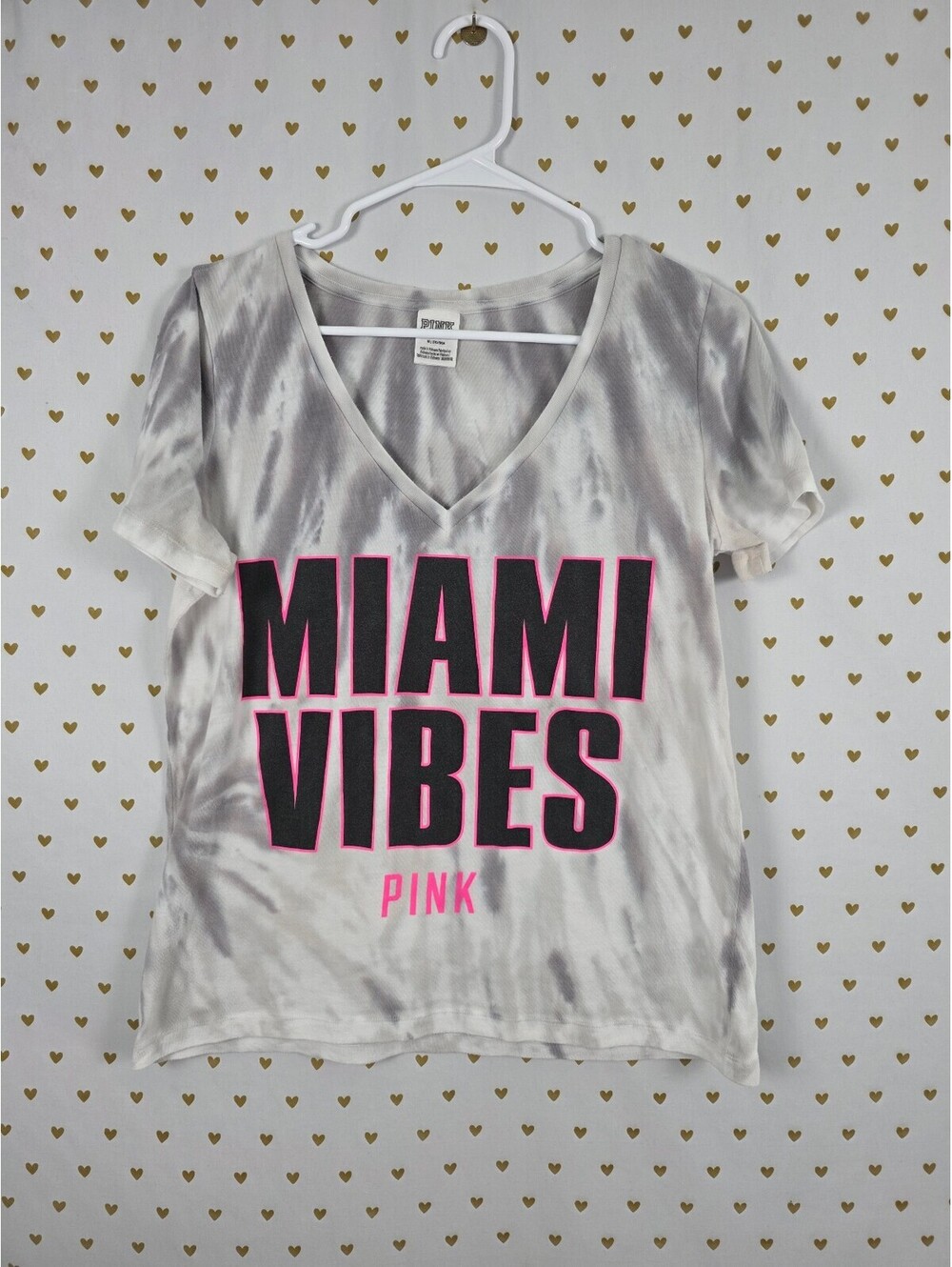 Victorias Secret PINK Medium MIAMI Tye Dye V neck tee shirt